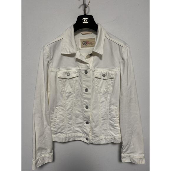 Gap Jeans Jacket Womens XL White 1969 Limited Edition Stretch Denim Trucker - Picture 1 of 13
